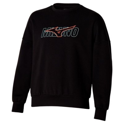 Manga Larga Mizuno Athletics Estampados Crew Hombre - Negros - Chile M526XHRDVI